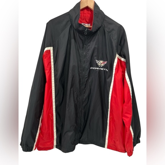 Vintage Racing Champions Corvette Embroidered Red Black Windbreaker Jacket - XXL - Picture 1 of 10